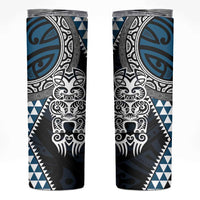 Blue Aotearoa Niho Taniwha Skinny Tumbler Maori Mythology Tooth - Taniko Motifs LT14 Blue - Polynesian Pride