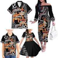 Aotearoa Kapa Haka Family Matching Off The Shoulder Long Sleeve Dress and Hawaiian Shirt 2025 Festival - Traditional Maori Dance LT14 - Polynesian Pride