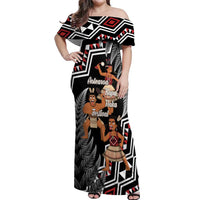 Aotearoa Kapa Haka Off Shoulder Maxi Dress 2025 Festival - Traditional Maori Dance LT14 Women Black - Polynesian Pride