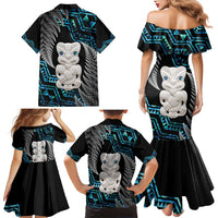 Aotearoa Taniko Paua Shell With Hei Tiki Family Matching Mermaid Dress and Hawaiian Shirt LT14 - Polynesian Pride