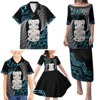 Aotearoa Taniko Paua Shell With Hei Tiki Family Matching Puletasi and Hawaiian Shirt LT14 - Polynesian Pride