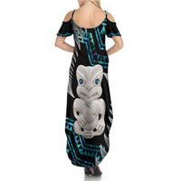 Aotearoa Taniko Paua Shell With Hei Tiki Family Matching Summer Maxi Dress and Hawaiian Shirt LT14 - Polynesian Pride