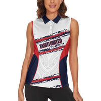 AS Venus Tahiti Football Custom Women Sleeveless Polo Shirt Go Champions Polynesian Pattern LT14 - Polynesian Pride