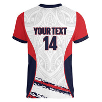 AS Venus Tahiti Football Custom Women V-Neck T-Shirt Go Champions Polynesian Pattern LT14 - Polynesian Pride