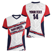 AS Venus Tahiti Football Custom Women V-Neck T-Shirt Go Champions Polynesian Pattern LT14 - Polynesian Pride