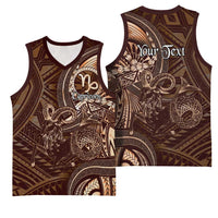 Personalised Polynesia Zodiac Capricorn Basketball Jersey Galaxy Polynesian Pattern Chest Tattoo Style