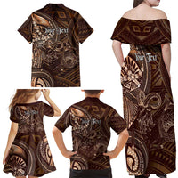 Personalised Polynesia Zodiac Capricorn Family Matching Off Shoulder Maxi Dress and Hawaiian Shirt Galaxy Polynesian Pattern Chest Tattoo Style LT14 - Polynesian Pride