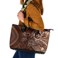 Personalised Polynesia Zodiac Capricorn Leather Tote Bag Galaxy Polynesian Pattern Chest Tattoo Style
