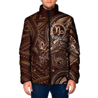 Personalised Polynesia Zodiac Capricorn Padded Jacket Galaxy Polynesian Pattern Chest Tattoo Style