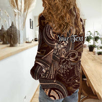 Personalised Polynesia Zodiac Capricorn Women Casual Shirt Galaxy Polynesian Pattern Chest Tattoo Style