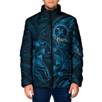 Personalised Polynesia Zodiac Pisces Padded Jacket Galaxy Polynesian Pattern Chest Tattoo Style