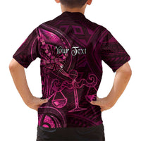 Personalised Polynesia Zodiac Libra Family Matching Off The Shoulder Long Sleeve Dress and Hawaiian Shirt Galaxy Polynesian Pattern Chest Tattoo Style LT14 - Polynesian Pride