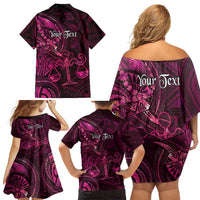 Personalised Polynesia Zodiac Libra Family Matching Off Shoulder Short Dress and Hawaiian Shirt Galaxy Polynesian Pattern Chest Tattoo Style LT14 - Polynesian Pride