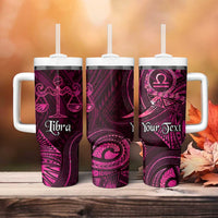 Personalised Polynesia Zodiac Libra Tumbler With Handle Galaxy Polynesian Pattern Chest Tattoo Style