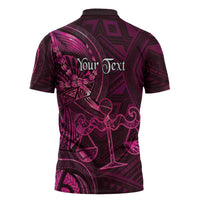 Personalised Polynesia Zodiac Libra Zipper Polo Shirt Galaxy Polynesian Pattern Chest Tattoo Style