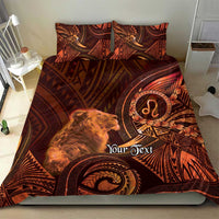 Personalised Polynesia Zodiac Leo Bedding Set Galaxy Polynesian Pattern Chest Tattoo Style