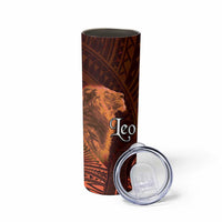 Personalised Polynesia Zodiac Leo Skinny Tumbler Galaxy Polynesian Pattern Chest Tattoo Style