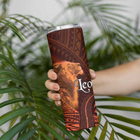 Personalised Polynesia Zodiac Leo Skinny Tumbler Galaxy Polynesian Pattern Chest Tattoo Style