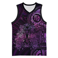 Personalised Polynesia Zodiac Virgo Basketball Jersey Galaxy Polynesian Pattern Chest Tattoo Style