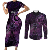 Personalised Polynesia Zodiac Virgo Couples Matching Short Sleeve Bodycon Dress and Long Sleeve Button Shirt Galaxy Polynesian Pattern Chest Tattoo Style