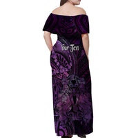 Personalised Polynesia Zodiac Virgo Off Shoulder Maxi Dress Galaxy Polynesian Pattern Chest Tattoo Style