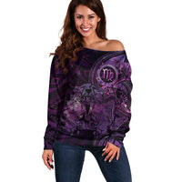 Personalised Polynesia Zodiac Virgo Off Shoulder Sweater Galaxy Polynesian Pattern Chest Tattoo Style