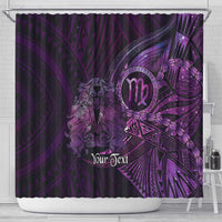 Personalised Polynesia Zodiac Virgo Shower Curtain Galaxy Polynesian Pattern Chest Tattoo Style