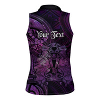 Personalised Polynesia Zodiac Virgo Women Sleeveless Polo Shirt Galaxy Polynesian Pattern Chest Tattoo Style