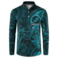 Personalised Polynesia Zodiac Sagittarius Button Sweatshirt Galaxy Polynesian Pattern Chest Tattoo Style
