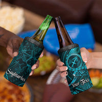 Personalised Polynesia Zodiac Sagittarius 4 in 1 Can Cooler Tumbler Galaxy Polynesian Pattern Chest Tattoo Style