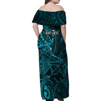 Personalised Polynesia Zodiac Sagittarius Family Matching Off Shoulder Maxi Dress and Hawaiian Shirt Galaxy Polynesian Pattern Chest Tattoo Style LT14 - Polynesian Pride