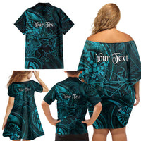 Personalised Polynesia Zodiac Sagittarius Family Matching Off Shoulder Short Dress and Hawaiian Shirt Galaxy Polynesian Pattern Chest Tattoo Style LT14 - Polynesian Pride