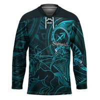 Personalised Polynesia Zodiac Sagittarius Hockey Jersey Galaxy Polynesian Pattern Chest Tattoo Style