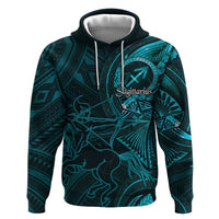 Personalised Polynesia Zodiac Sagittarius Hoodie Galaxy Polynesian Pattern Chest Tattoo Style