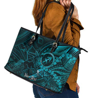 Personalised Polynesia Zodiac Sagittarius Leather Tote Bag Galaxy Polynesian Pattern Chest Tattoo Style