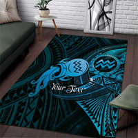 Personalised Polynesia Zodiac Aquarius Area Rug Galaxy Polynesian Pattern Chest Tattoo Style
