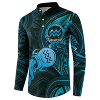Personalised Polynesia Zodiac Aquarius Button Sweatshirt Galaxy Polynesian Pattern Chest Tattoo Style