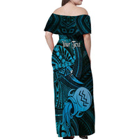 Personalised Polynesia Zodiac Aquarius Family Matching Off Shoulder Maxi Dress and Hawaiian Shirt Galaxy Polynesian Pattern Chest Tattoo Style LT14 - Polynesian Pride