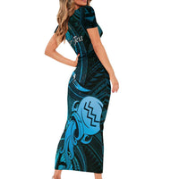 Personalised Polynesia Zodiac Aquarius Family Matching Short Sleeve Bodycon Dress and Hawaiian Shirt Galaxy Polynesian Pattern Chest Tattoo Style LT14 - Polynesian Pride