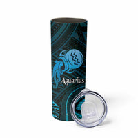 Personalised Polynesia Zodiac Aquarius Skinny Tumbler Galaxy Polynesian Pattern Chest Tattoo Style