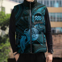 Personalised Polynesia Zodiac Aquarius Sleeveless Puffer Jacket Galaxy Polynesian Pattern Chest Tattoo Style