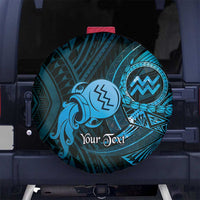 Personalised Polynesia Zodiac Aquarius Spare Tire Cover Galaxy Polynesian Pattern Chest Tattoo Style