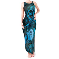 Personalised Polynesia Zodiac Aquarius Tank Maxi Dress Galaxy Polynesian Pattern Chest Tattoo Style