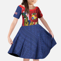 Hawaii And Tonga Kid Short Sleeve Dress Shark Tattoo With Tongan Coat Of Arms LT14 KID Red - Polynesian Pride