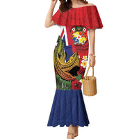 Hawaii And Tonga Mermaid Dress Shark Tattoo With Tongan Coat Of Arms LT14 Women Red - Polynesian Pride