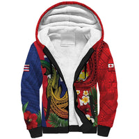 Hawaii And Tonga Sherpa Hoodie Shark Tattoo With Tongan Coat Of Arms LT14 Unisex Red - Polynesian Pride