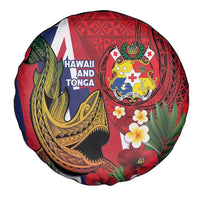 Hawaii And Tonga Spare Tire Cover Shark Tattoo With Tongan Coat Of Arms LT14 - Polynesian Pride