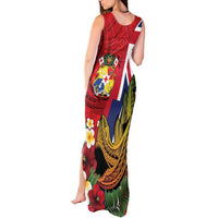 Hawaii And Tonga Tank Maxi Dress Shark Tattoo With Tongan Coat Of Arms LT14 - Polynesian Pride