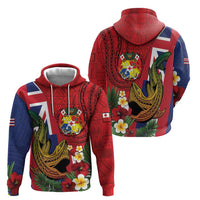 Hawaii And Tonga Zip Hoodie Shark Tattoo With Tongan Coat Of Arms LT14 - Polynesian Pride