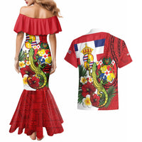 Hawaii And Tonga Couples Matching Mermaid Dress and Hawaiian Shirt King Kalakaua Tribal Gecko Tongan Ngatu